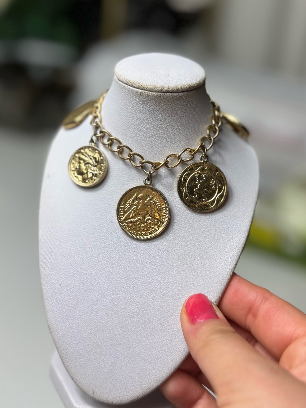 Gold Coin Charm Link Bracelet - Women Jewelry - Picture 5 of 13